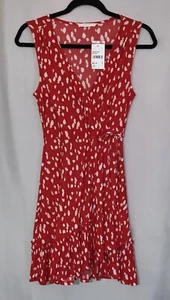 Nordstrom Lush Womens XS Red White Spotted A Line Dress Fit and Flare V Neck - Picture 1 of 4