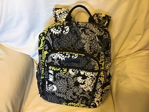 Vera Bradley Baroque Black-Yellow & White Laptop Backpack Full Size 17X15X5 VGC - Picture 1 of 13