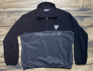 Vintage NHL Pittsburgh Penguins Embroidered Spellout 1/4 zip Fleece Jacket L . - Picture 1 of 10