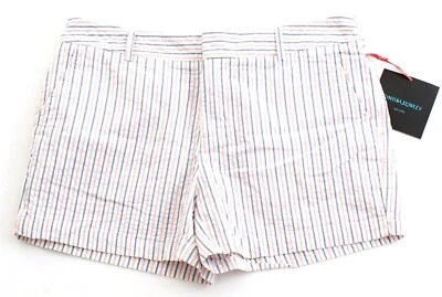 Pantalones Cortos Informales Para Mujer Cynthia Rowley Blanco Azul Rosa Rayas Seersucker Nuevos con Etiquetas Foto 1 de 2