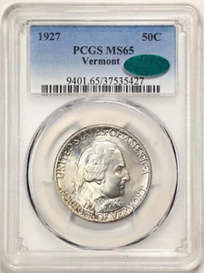 1927 50C Vermont Commemorative Half Dollar MS65 PCGS CAC 37535427 - Picture 1 of 2