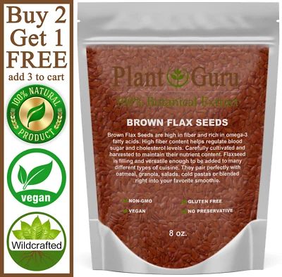 Semillas de lino marrón enteras 8 oz. Omega-3 NO TRANSGÉNICO 100 % linaza pura linaza a granel Foto 1 de 4