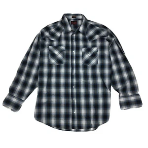 Vintage Plains Western Wear Pearl Snap Button Up Long Sleeve Casual Shirt Plaid - Picture 1 of 4