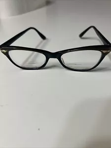 Vtg 60s Cat Eye Glasses Black Brown And Gold. - Picture 1 of 6
