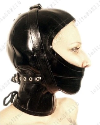 086 Latex Rubber Gummi Mask Binder Hood customized catsuit cool 0.7mm lace up - Image 1 of 4