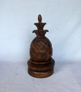 LINLEE LL MFG INC. Mid Century Solid Wood Rotated 14" Pineapple Jar with Lid - Picture 1 of 4