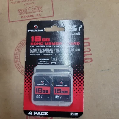 Stealth Cam 16GB SDHC Memory Card 4-Pack For Trail Cameras - NEW! - Image 1 of 2