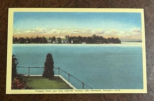 Prospect Point at Lake Bomoseen Vermont VINTAGE 1951 Linen Postcard #28326 D-33 - Picture 1 of 3