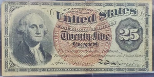1865 US Fractional Currency 25c Washinton (fr. 1302)- Fine or Better Condition - Picture 1 of 3