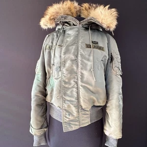 Chaqueta de Bombardero Militar Capitán Aerotransportado del Ejército de los Estados Unidos De Colección Talla M Con Piel de Zorro Real - Imagen 1 de 24