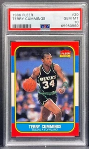 1986-87 Fleer Basketball #20 Terry Cummings Rookie RC PSA 10 Gem Mint (POP 151) - Picture 1 of 2