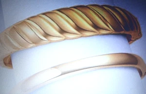 WOMENS 14K & STS YELLOW GOLD CUFF BANGLE BRACELET HIS HERS SZ 7-8 INCH + BONUS - Picture 1 of 1