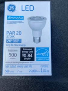 GE LED Indoor Floodlight Soft White 7 Watt 50 Watt Replacement Dimmable PAR20 - Picture 1 of 4