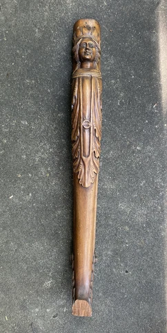 Antique Carved Wood Table Leg Caryatid Lady Figure 28.75" Cabriole #B Cover