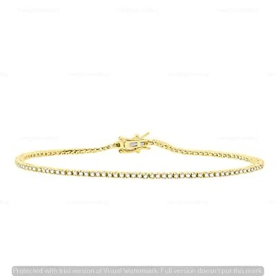 1.13 CT 100% Genuine Diamond Prong Set Tennis Bracelet 8.5" Inch 14K Yellow Gold - Image 1 of 4