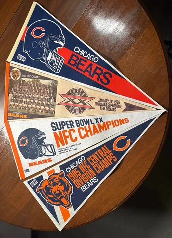 Vintage 80s Chicago Bears Pennant Lot NFL Football Super Bowl 1985 Cover