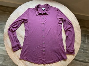 J. Jill kleines lila Viskose Stretch Langarm Hemd Knopfleiste Vorwärtsnaht - Bild 1 von 13