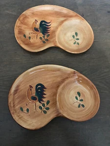 2 Pennsbury Pottery Rooster Design Snack Plate Tray - Picture 1 of 4