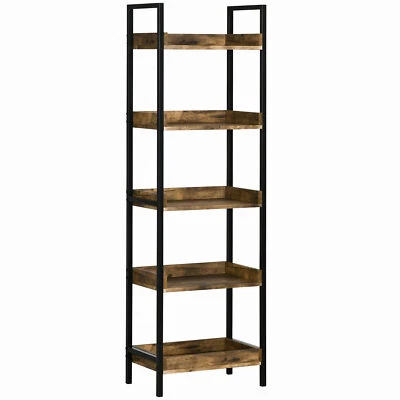 HOMCOM Libreria Stile Industriale a 5 Ripiani in Legno e Metallo 48x30x155cm - Immagine 1 di 4