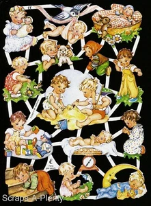 German Embossed Vintage Style Scrap Die Cut - Adorable Playful Children EF7016 - Picture 1 of 1