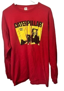 Caterpillar Men's 2XL Red Long Sleeve T-Shirt Tractor CAT Bulldozer Equipment - Picture 1 of 8