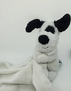 Jellycat Bashful Puppy Dog Lovey Security Blanket Plush 12" Soother Black White - Picture 1 of 3