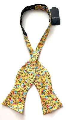 Daniel Cremieux новый с ярлыками 100% шелк желтый с цветочным галстук-бабочка галстук-бабочка - Изображение 1 из 2