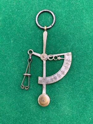 Ancien pèse-lettre de poche à poids balancier Antique mini brass postal scale - Photo 1/4