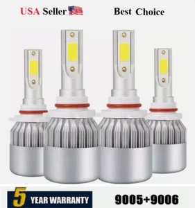 4PCS C6 9005+9006 Combo LED 6500K White Headlight Kit 72W 7600LM Hi/Lo Beam Bulb - Picture 1 of 10