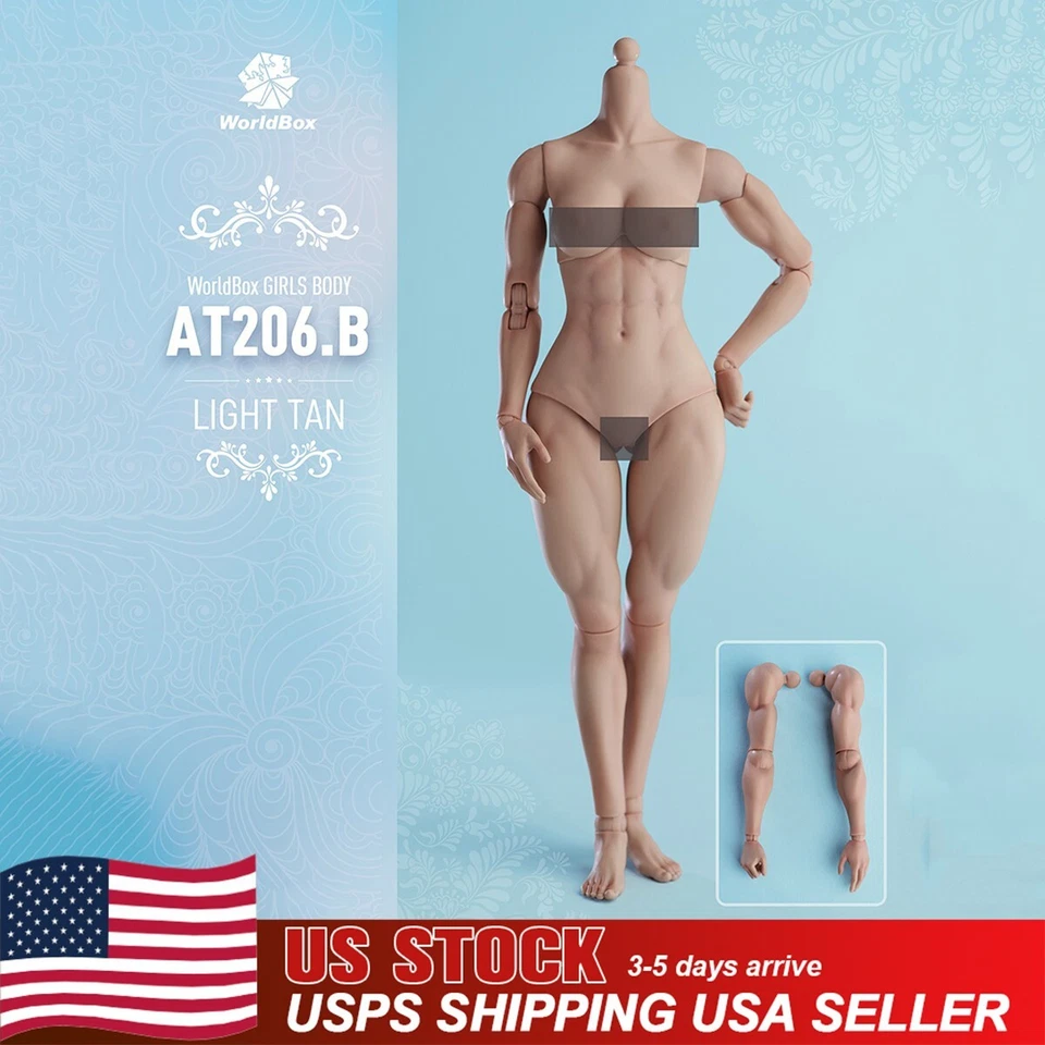 Worldbox AT206B 1/6 淡皮肤肌肉弹性关节女性人偶身体娃娃玩具 — 第 1/4 张图片