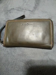 Gianni Conti Leather olive green Zip around Wristlet - Picture 1 of 10