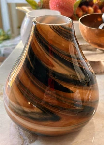 Danish BoConcepts Blown Glass Earthtone Vase: FABULOUS!!! - Picture 1 of 10