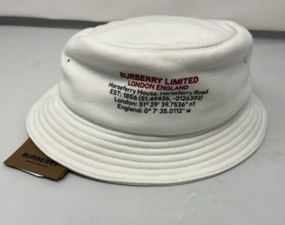 Burberry Men's Logo Cotton Bucket Hat Soft white Size Large L New with tags - Image 1 of 4