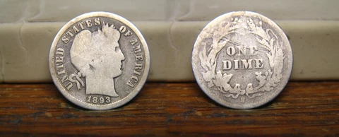 1893 S BARBER LIBERTY HEAD SILVER DIME 1893S US COIN Cover