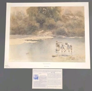 Stampa litografica Paul Sawyier Boy's Wading riproduzione limitata #185/2000 - Foto 1 di 7