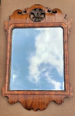 18th Century George II Veneered Walnut and Gilt Wall Mirror Beveled  - Image 1 of 4