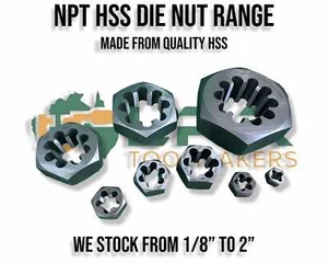 NPT Hex HSS Die Nuts  R/H Sizes from 1/8 to 2" variations you pick - Foto 1 di 25