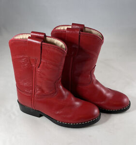 Old West Leather Boots TODDLER Size 6/Size 060 RED #4316, *Missing Right Insole*