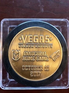 VEGAS GOLDEN KNIGHTS INAUGURAL BRONZE PUCK HOME OPENER EXTREMELY RARE 10/10/17 - Picture 1 of 2