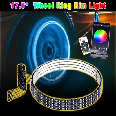 Rueda LED 4 PIEZAS 17.5" Luces Anillo Cambiante IP68 RGB + Música APP Control Bluetooth Foto 1 de 4