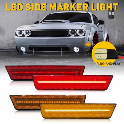 4X LED Side Marker Lights Amber Red For 11-14 Dodge Charger CH2555100 AUXITO EAH - Image 1 of 4