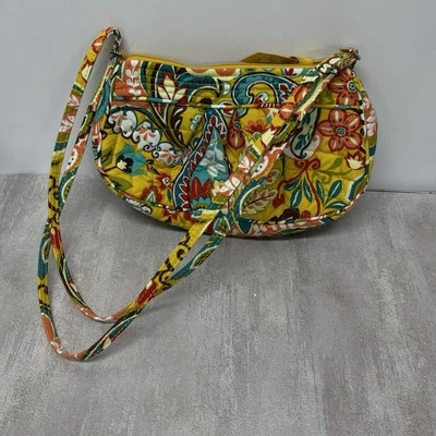 Vera Bradley Quilted Crossbody Bag Yellow Floral Cotton Adjustable Strap - Image 1 of 4