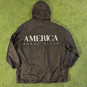Vintage Perry Ellis America Windbreaker Jacket Men's Medium Colorblock Logo - Picture 1 of 6