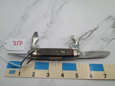 Faca de bolso de duas camadas #258 logotipo BSA corte serra alças ósseas Ulster EUA - Imagem 1 de 4