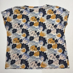 Finlayson X Uniqlo Women’s Floral Print Cap Sleeve T-Shirt Top Size: Medium - Picture 1 of 8