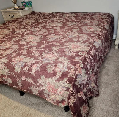 Vintage Plum Velvet Duvet Full Antique French Floral Charter Club Country 1996 - Image 1 of 4