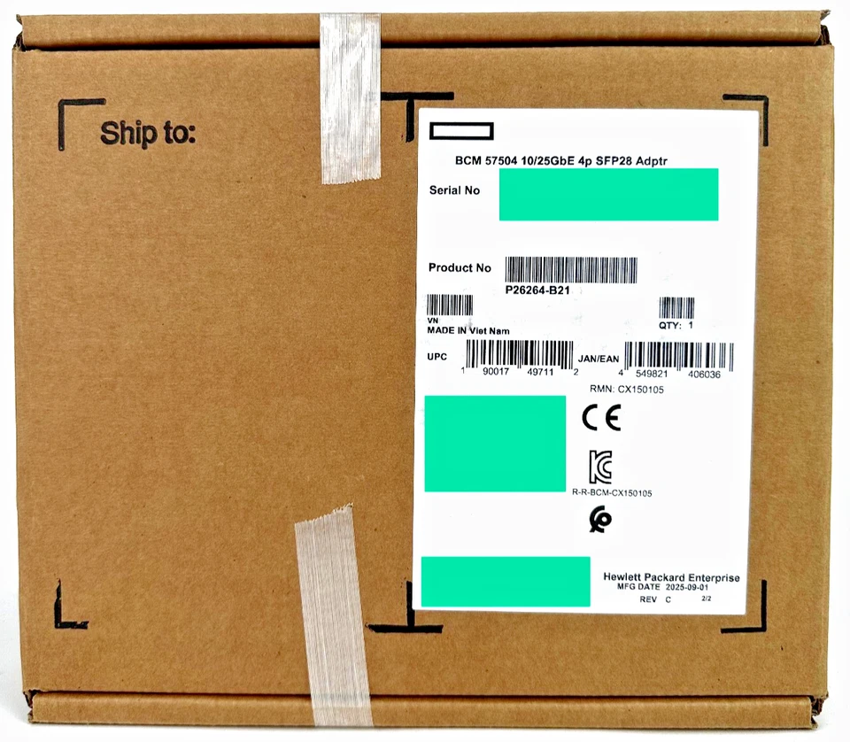 HPE Broadcom BCM57504 Ethernet 10/25Gb 4-port SFP28 Adapter for HPE (p26264-b21)