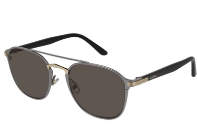 Nuevo CARTIER CT0012S 001 54mm Gunmetal Cuadrado Aviador Gafas de Sol Italia Unisex Foto 1 de 4