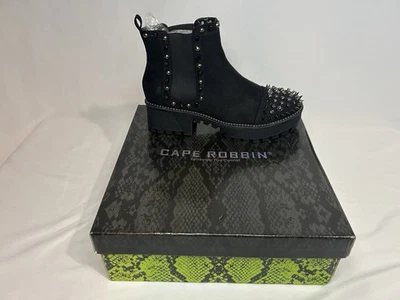 NUEVO EN CAJA Botas de Combate Cape Robbin Mujer Plataforma Tachonadas Puntiagudas Negras Talla 8 Foto 1 de 4