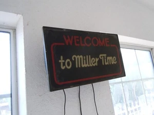 Vintage Miller Time Wall Sign 16.5"x9" Welcome To Miller Time Light Up Vintage B - Picture 1 of 4